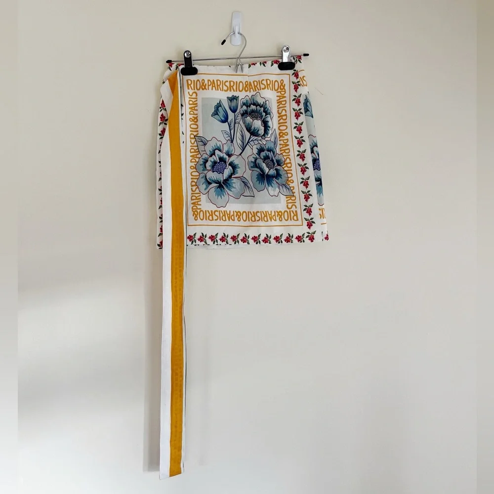 NWT Sezane x Farm Rio Lola Wrap Mini Skirt 34 - Picture 2 of 6